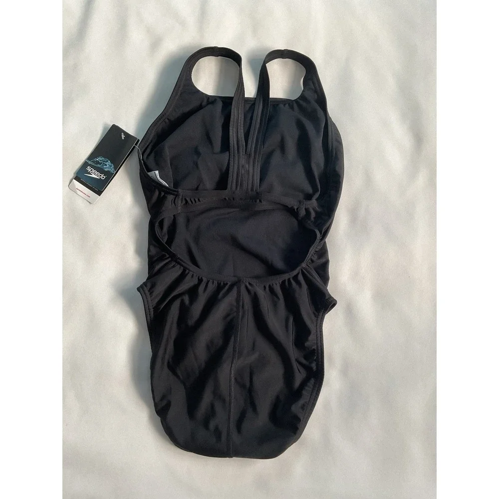Speedo Swimsuit Womens Black One Piece Pro lt Super Pro Sports Competition 10-36